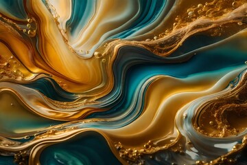 Natural luxury abstract fluid art painting in liquid ink technique