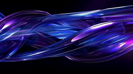 abstract lines in blue and purple glowing on a black background