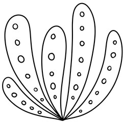 Cartoon black and white sea animals. Cute aquatic underwater wildlife element illustration for coloring page