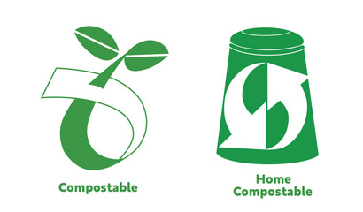 Green Compostable, Home Compostable vector icon