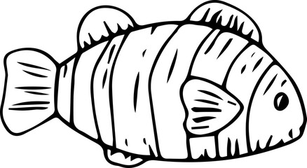 Hand drawn fish illustration on transparent background.
- 785898029
