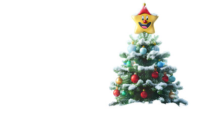 decorated christmas tree isolated on white background