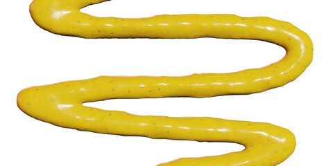 3d render of top view mustard sauce topping spill on transparent background in png format.