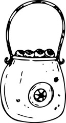 Hand drawn halloween candy bucket illustration on transparent background.
