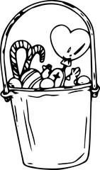 Hand drawn halloween candy bucket illustration on transparent background.
- 785898836