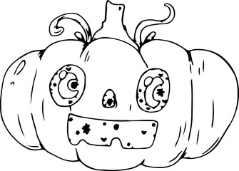 Hand drawn halloween pumpkin illustration on transparent background.
- 785898846