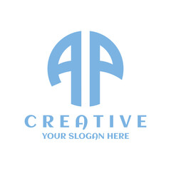 Initial Letter AP Logo. AP Stock Letter Logo Vector. Creative Minimal Blue Alphabet AP or PA Logo Monogram