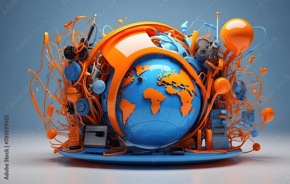 Aufkleber concept for world internet day featuring various elements associated with the internet