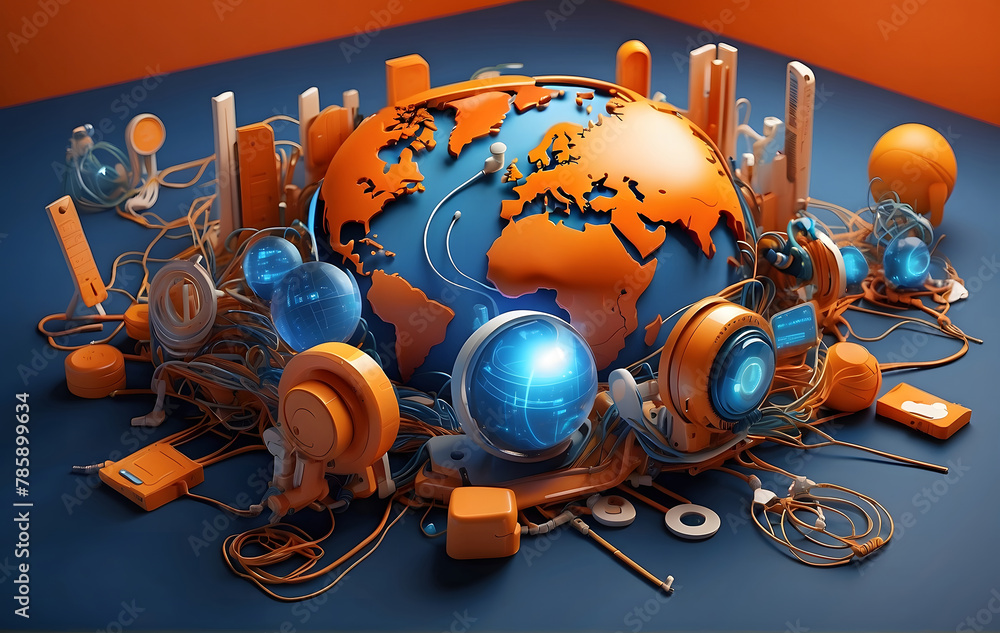Aufkleber concept for world internet day featuring various elements associated with the internet