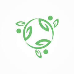 people health life circle logo icon design. person grow with green leaf icon symbol for health lifestyle illustration element. health care medical and happy family. Charity, yoga, medicine symbol