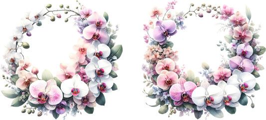 Waercolor flower wreath for decoration.