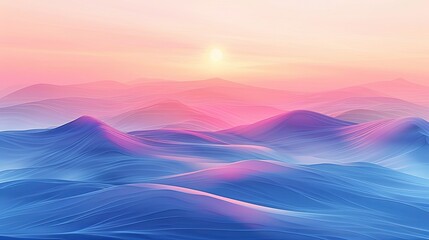 Surreal Sunset Over Digital Waves - obrazy, fototapety, plakaty