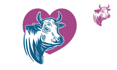 SIMLPE CATTLE HEAD LOGO, silhouette of cow head vector illustrations