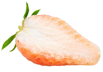 Pink snow strawberry isolated on white background, White and Pink snow Strawberries on White Background PNG File.