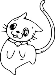 Hand drawn halloween cat illustration on transparent background.

