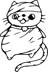 Hand drawn halloween cat illustration on transparent background.

