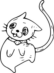 Hand drawn halloween cat illustration on transparent background.

