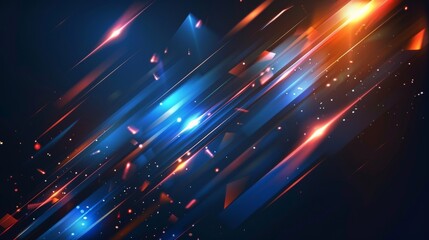 Fototapeta premium Blue technology background with motion neon light effect