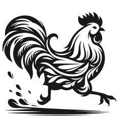 Hen vector silhouette isolated on white background