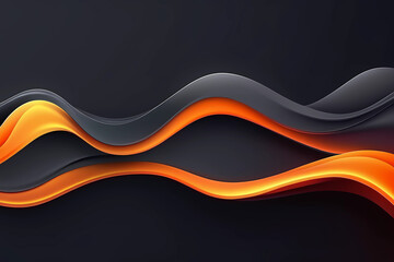 Gradient background of abstract fluid wavy shapes. A smooth and colorful abstract background with a mixed gradient of orange and dark gray colors.