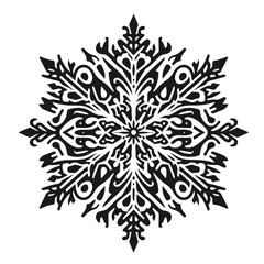 Snowflake vector silhouette isolated on white background
