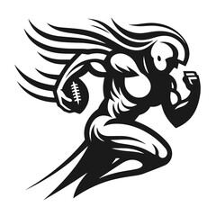 Sportsman running, playing, silhouette vector isolated on white background