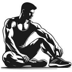 Sportsman running, playing, silhouette vector isolated on white background