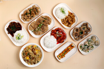 Freshly cooked assorted Chinese dishes