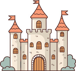 Cute castle clipart design illustration