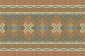 Ikat Fabric Paisley Embroidery Background. Ikat Aztec Geometric Ethnic Oriental Pattern traditional.aztec Style Abstract Vector illustration.design for Texture,fabric,clothing,wrapping,sarong.