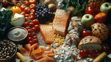 The Anti-Stress Diet Visual highlights foods that reduce stress, including complex carbohydrates, lean proteins, healthy fats, magnesium-rich foods, and foods rich in B vitamins. Generative AI.