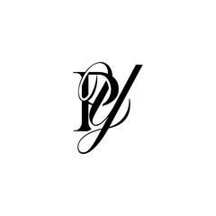 Initial Mixed Letter Logo. Logotype design. Simple Luxury Black Flat Vector PY
