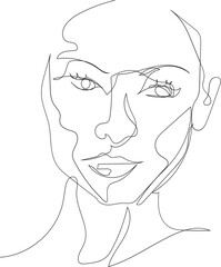 Face line art drawing illustration on transparent background.	 - 785902808
