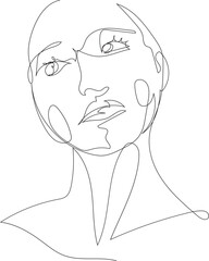 Face line art drawing illustration on transparent background.	 - 785902812