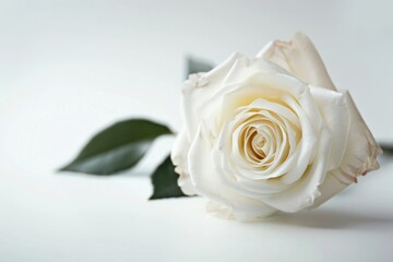one white rose on a light background