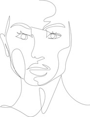 Face line art drawing illustration on transparent background.	 - 785902836
