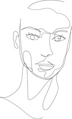 Face line art drawing illustration on transparent background.	 - 785902840