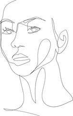 Face line art drawing illustration on transparent background.	 - 785902843