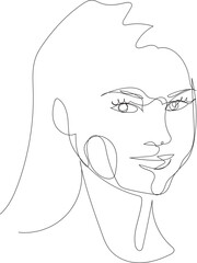 Face line art drawing illustration on transparent background.	 - 785902844