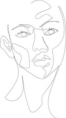 Face line art drawing illustration on transparent background.	