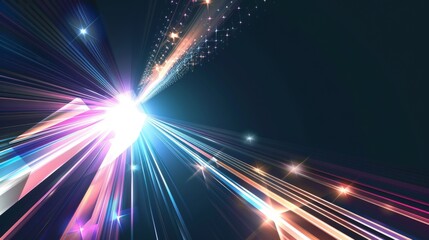 Dynamic motion light and fast arrows moving on dark background