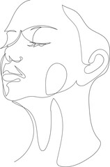 Face line art drawing illustration on transparent background.	 - 785902850