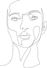 Face line art drawing illustration on transparent background.	 - 785902860