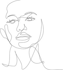 Face line art drawing illustration on transparent background.	 - 785902870