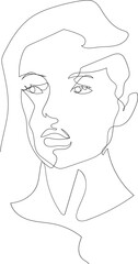 Face line art drawing illustration on transparent background.	 - 785902872