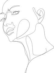 Face line art drawing illustration on transparent background.	 - 785902873
