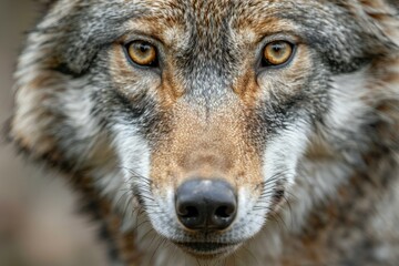 Close-up portrait of a wolf in the forest,  Head of a wolf - obrazy, fototapety, plakaty