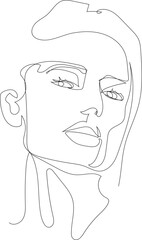 Face line art drawing illustration on transparent background.	 - 785902890
