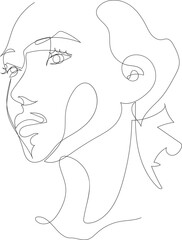 Face line art drawing illustration on transparent background.	 - 785902893