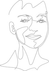 Face line art drawing illustration on transparent background.	 - 785902895